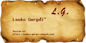 Lesko Gergő névjegykártya